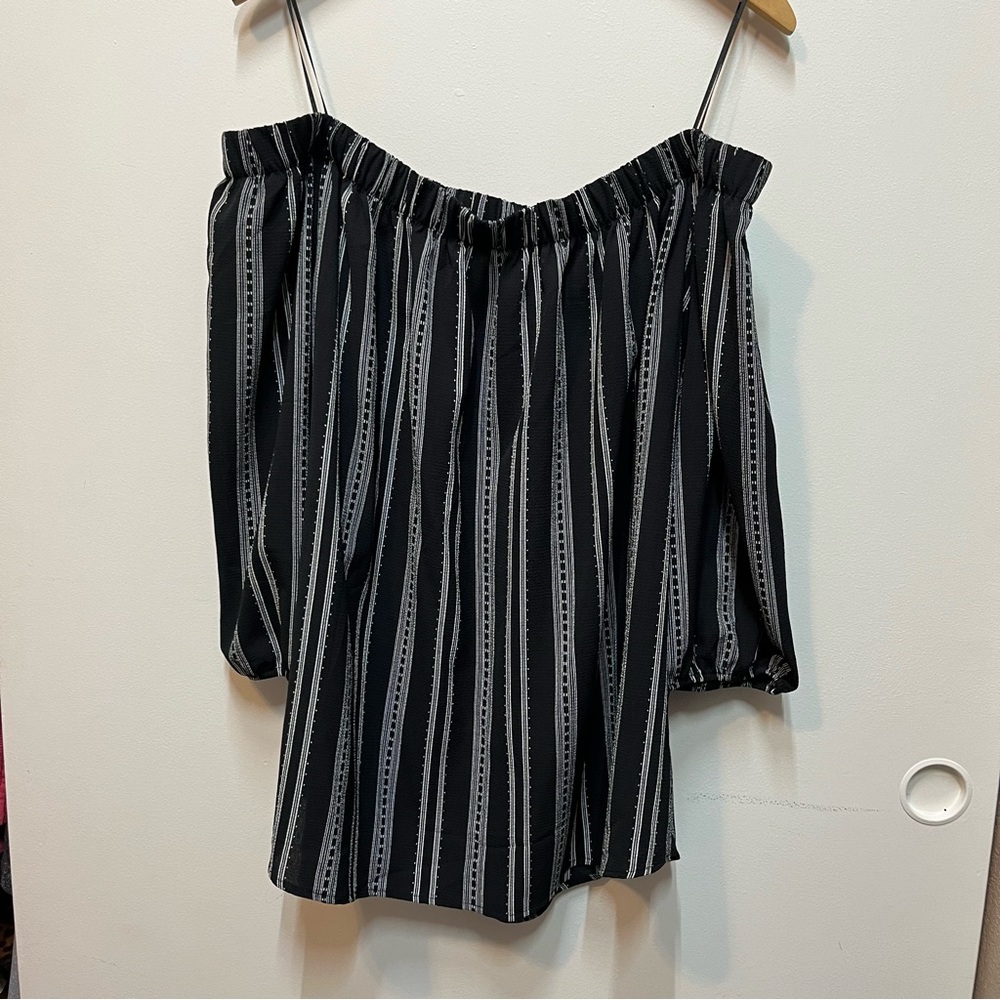 PERCH BY BLU PEPPER OFF THE SHOULDER BLACK TOP